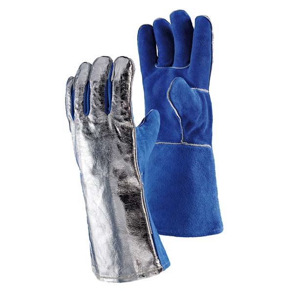 Bild von Hitzeschutzhandschuhen in silber und blau.